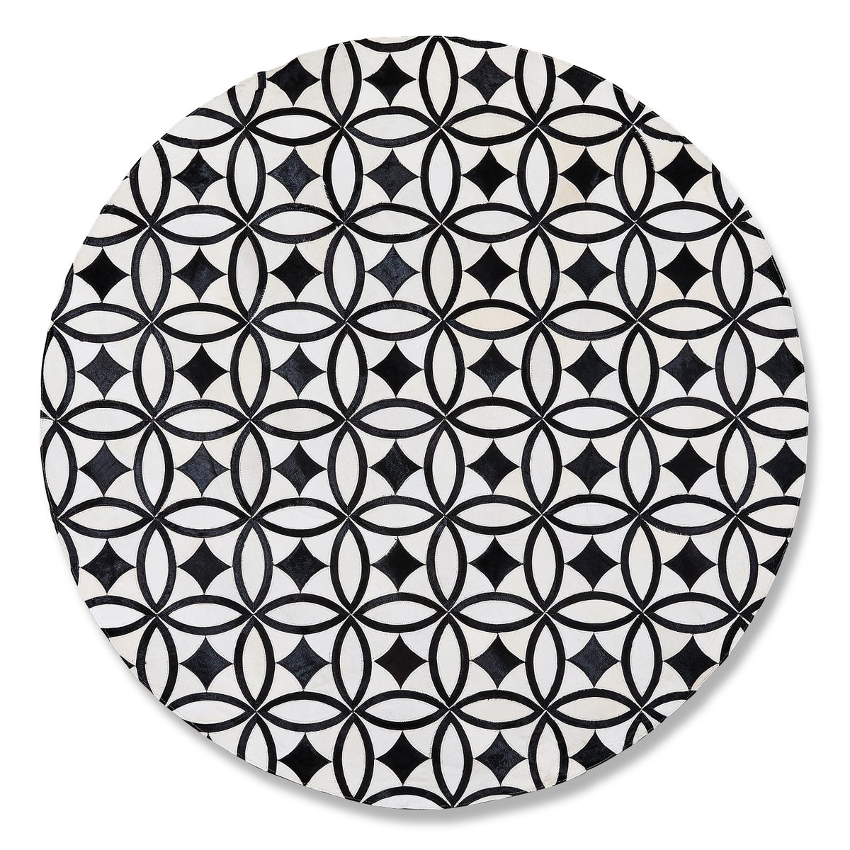 White Kyoto Hair on Hide 6' Round Rug