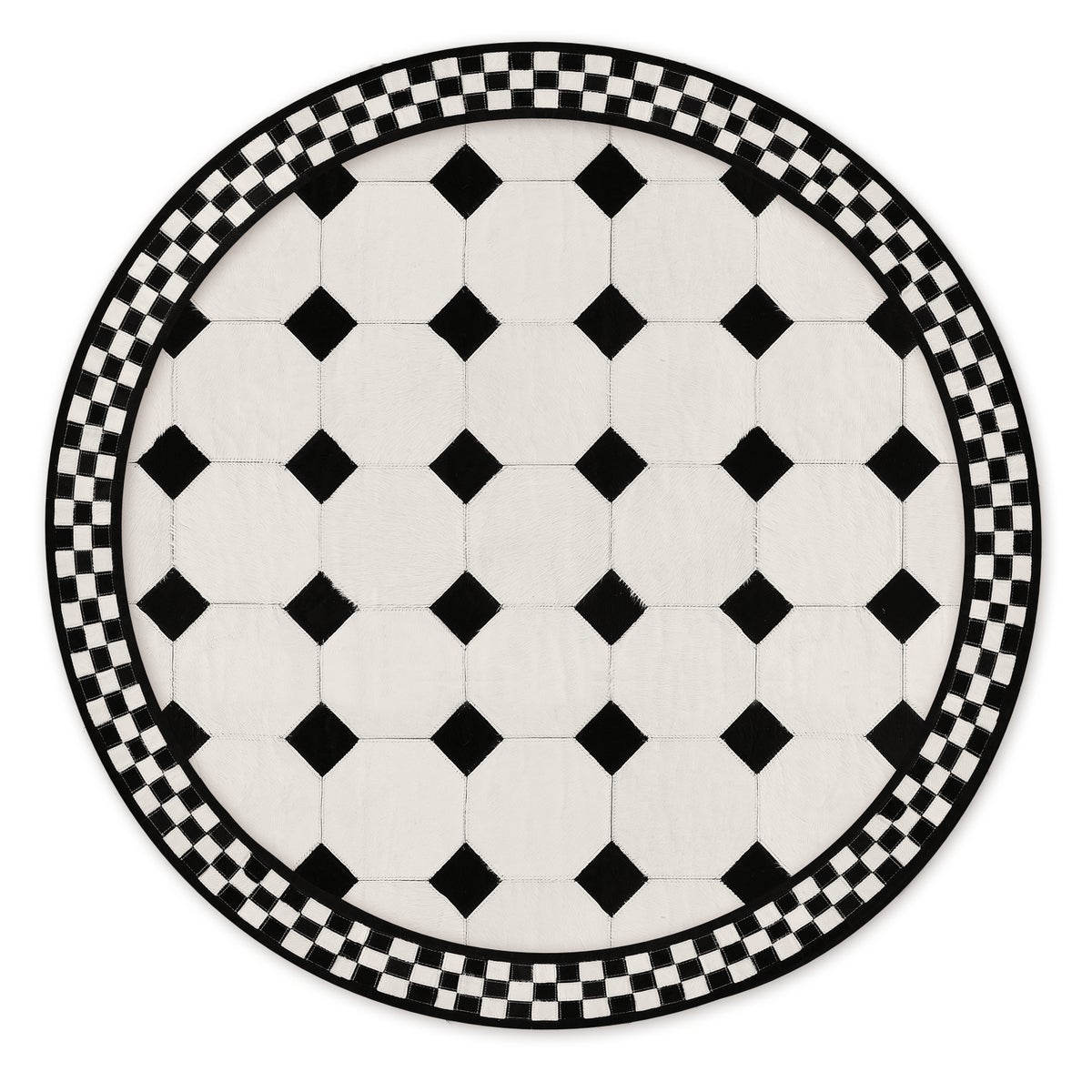 White Tile Hair on Hide 6' Round Rug