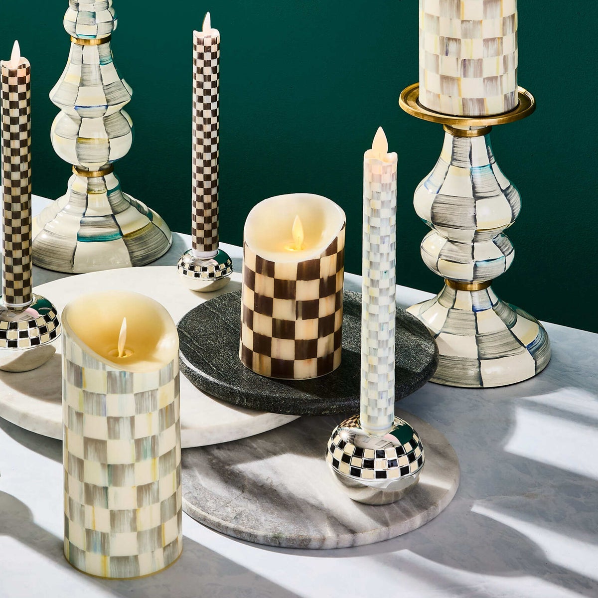 Courtly Check Flameless 5" Pillar Candle - Image 4