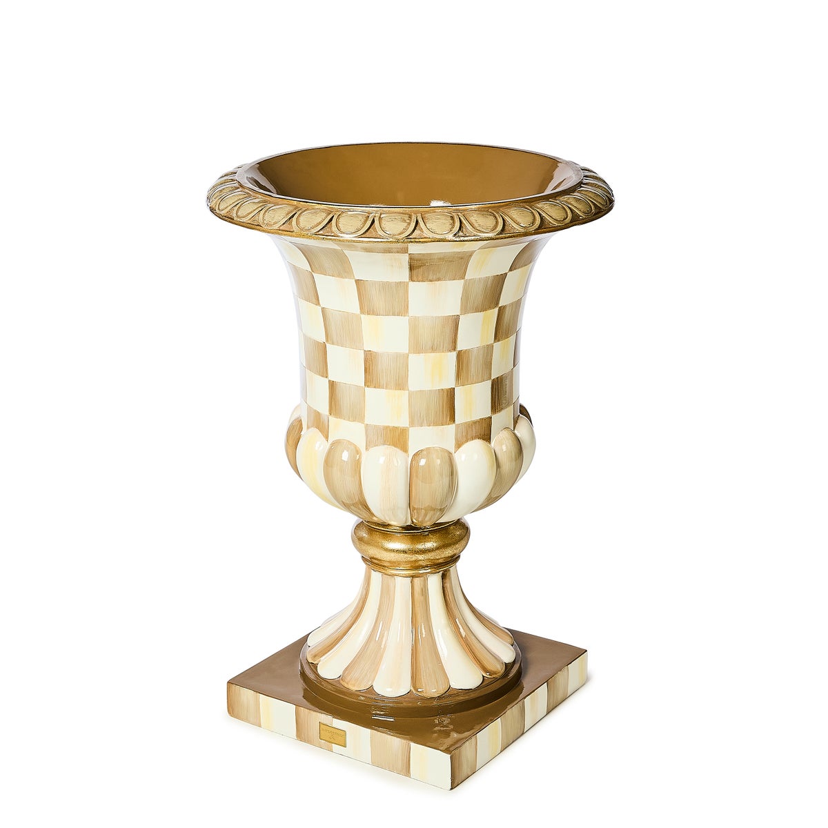 Mocha Check Pedestal Urn