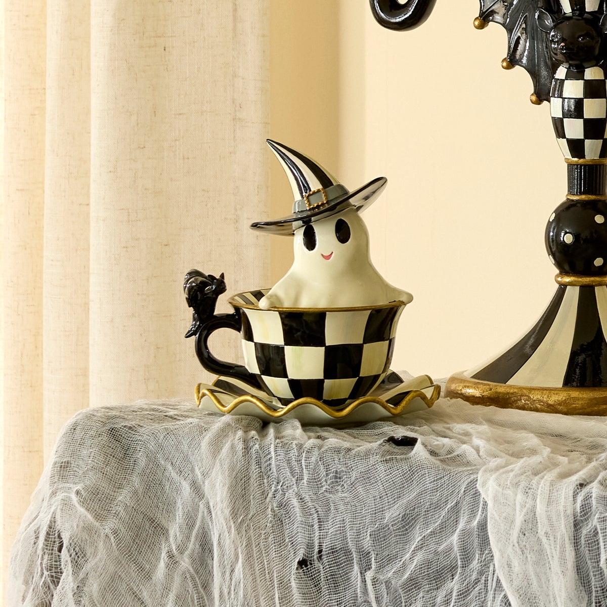 Courtly Check Teacup Ghost Decor - Image 2