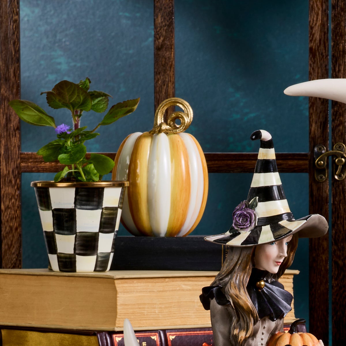 Orange Check and Stripe Petite Pumpkins, Set of 2 - Image 4