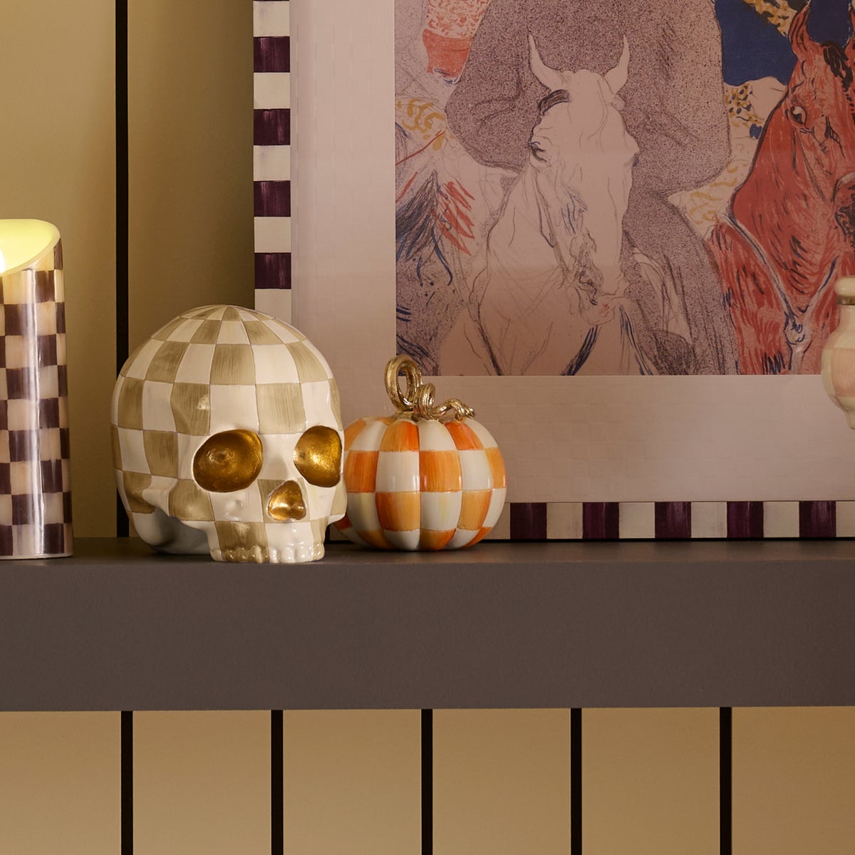 Orange Check and Stripe Petite Pumpkins, Set of 2 - Image 6