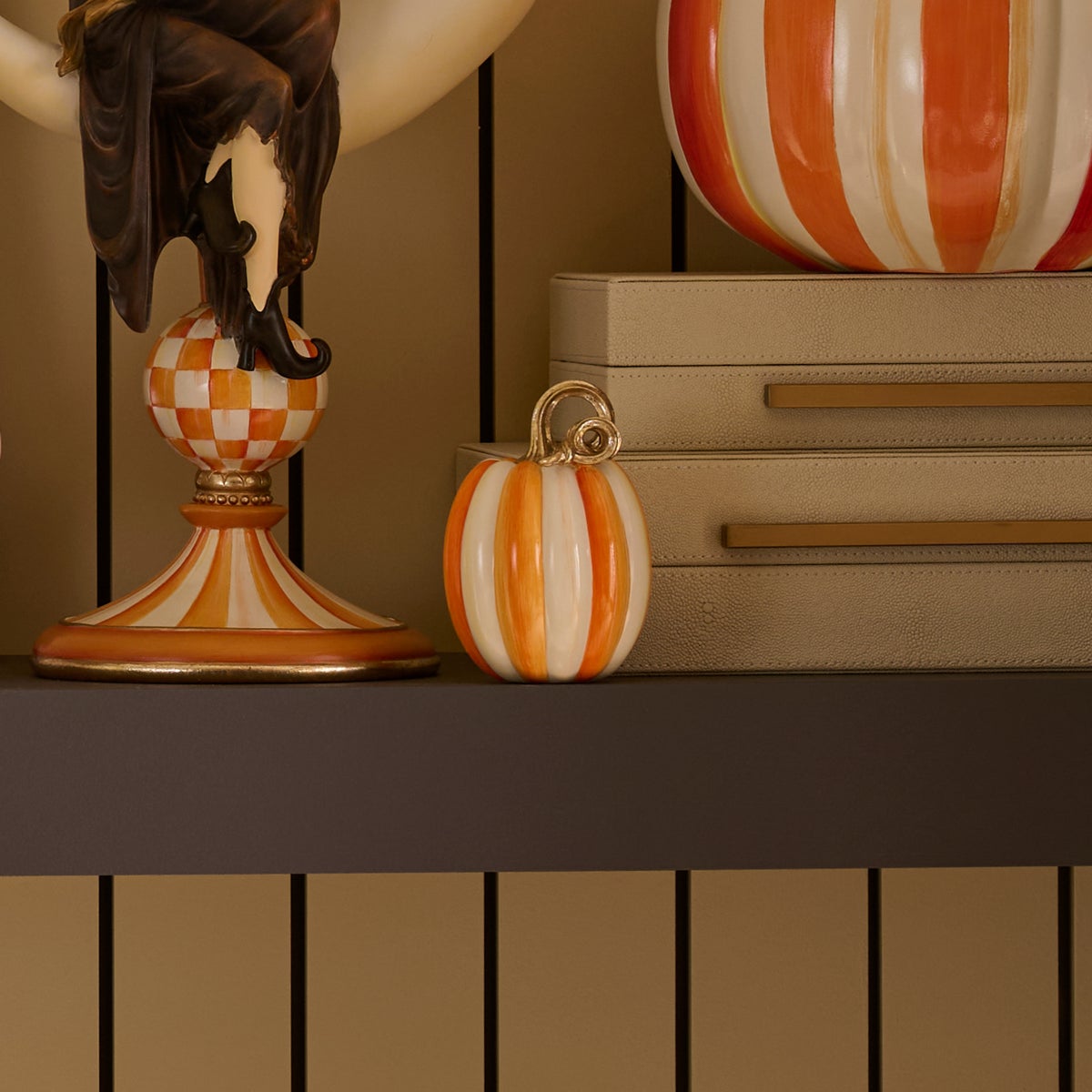 Orange Check and Stripe Petite Pumpkins, Set of 2 - Image 7