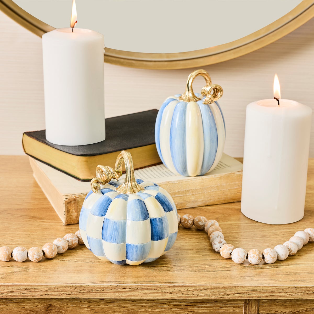 Royal Check and Stripe Petite Pumpkins, Set of 2 - Image 2