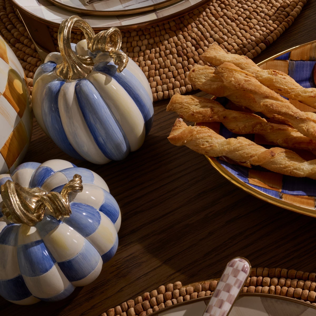 Royal Check and Stripe Petite Pumpkins, Set of 2 - Image 4