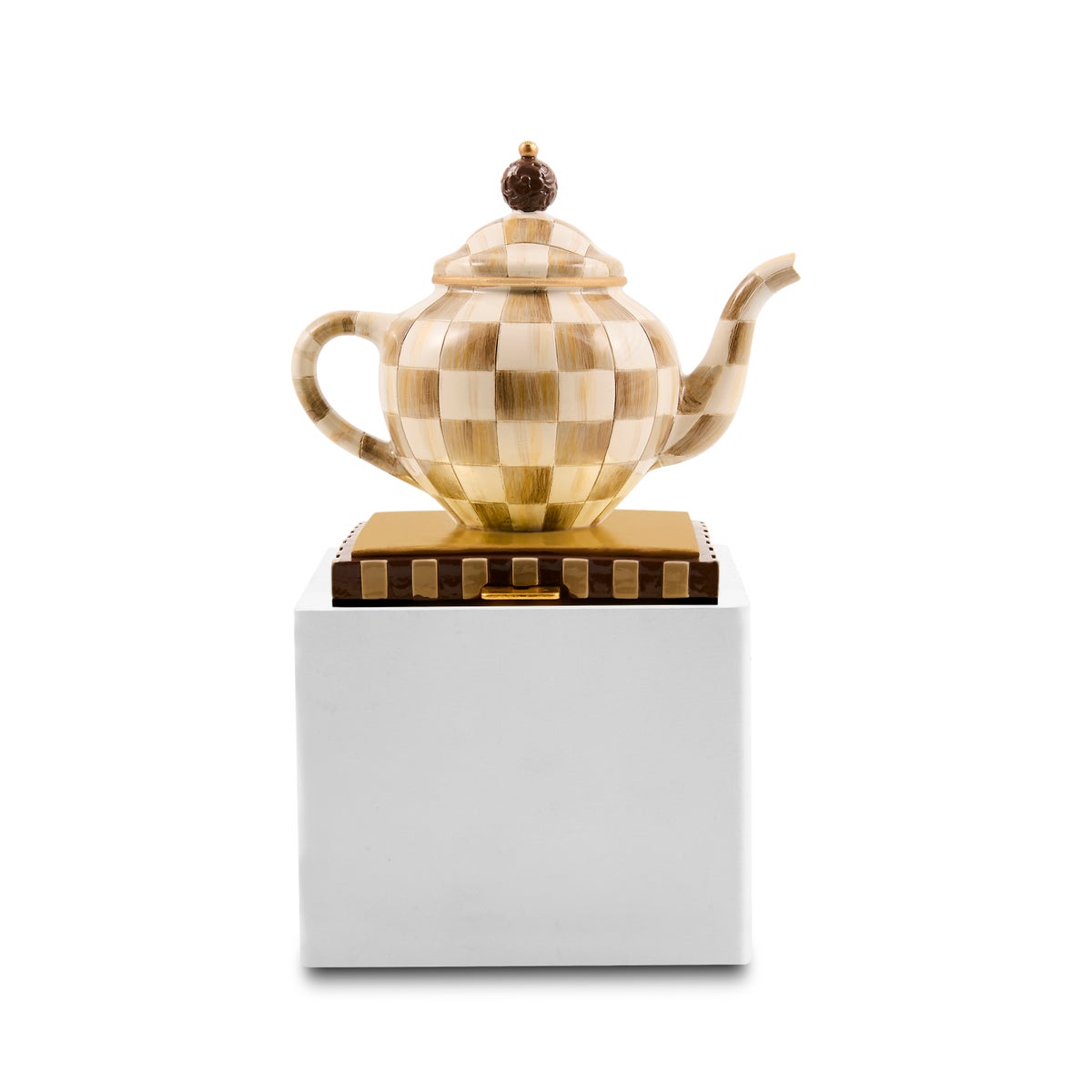 Mocha Check Teapot Stocking Holder - Image 3
