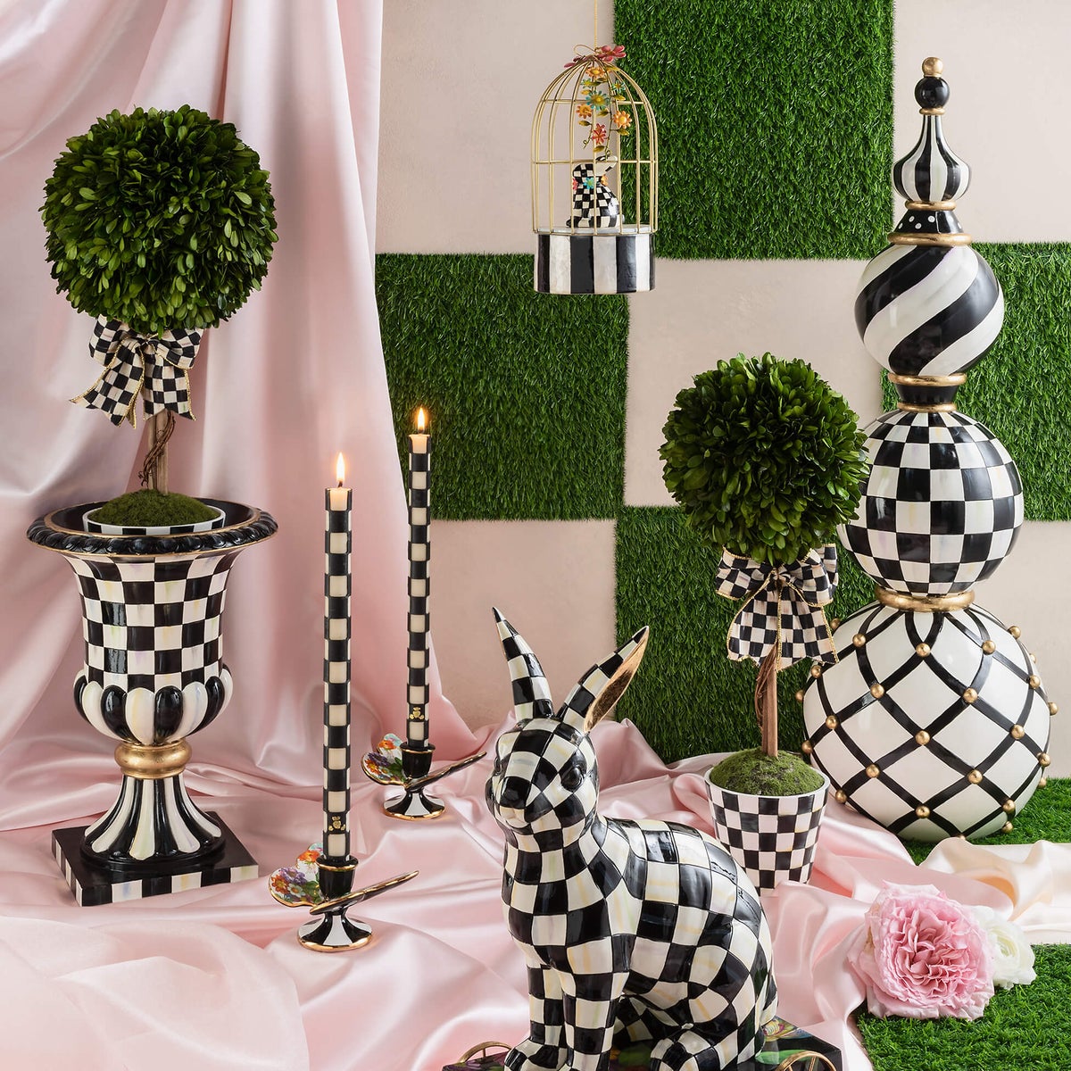 Courtly Check Pedestal Tabletop Urn - Image 3