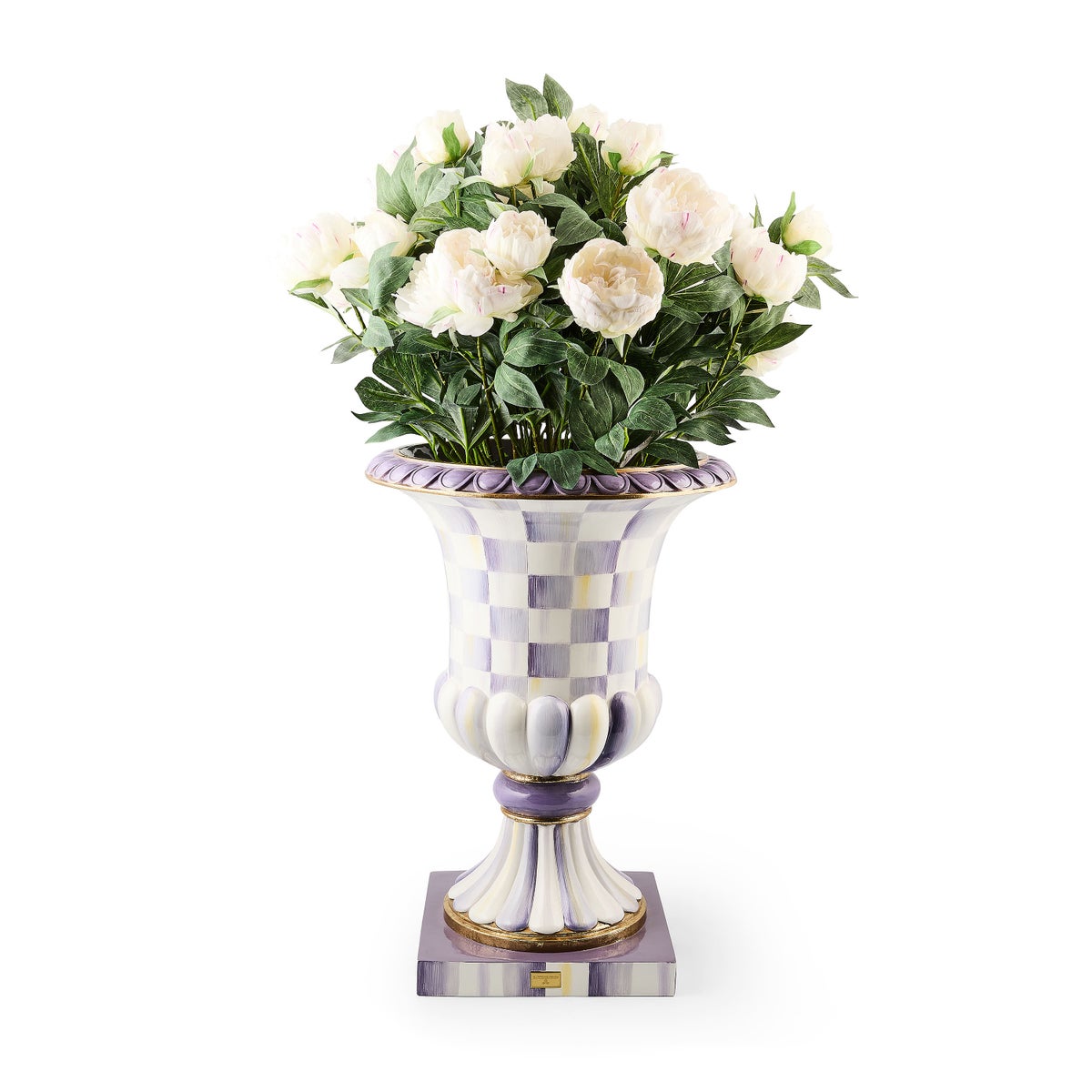 Violet Check Pedestal Urn - Image 3