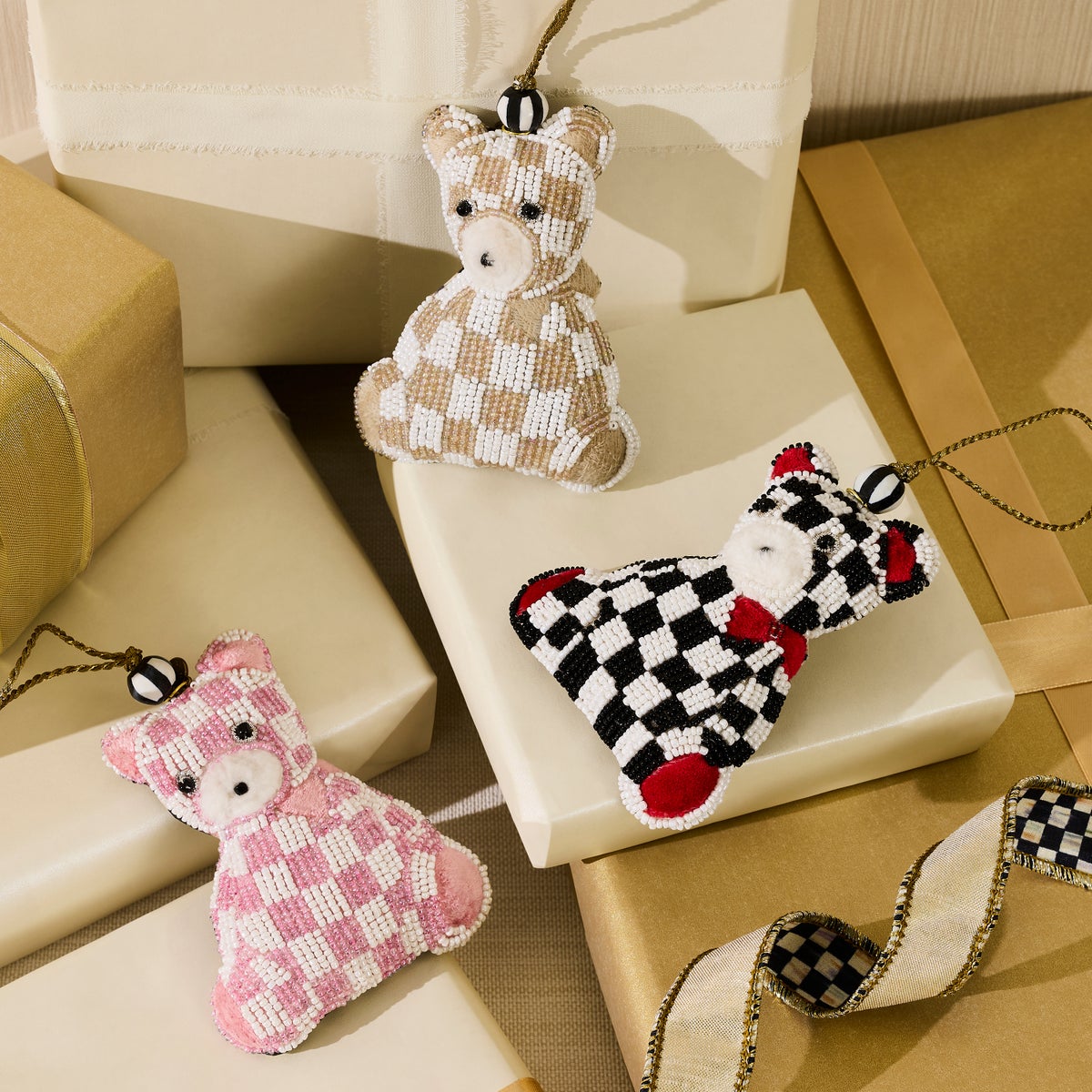 Courtly Check Bear Beaded Ornament - Image 2