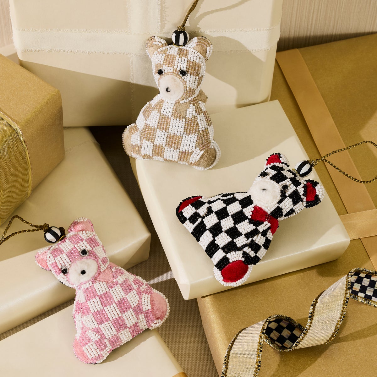 Rosy Check Bear Beaded Ornament - Image 2