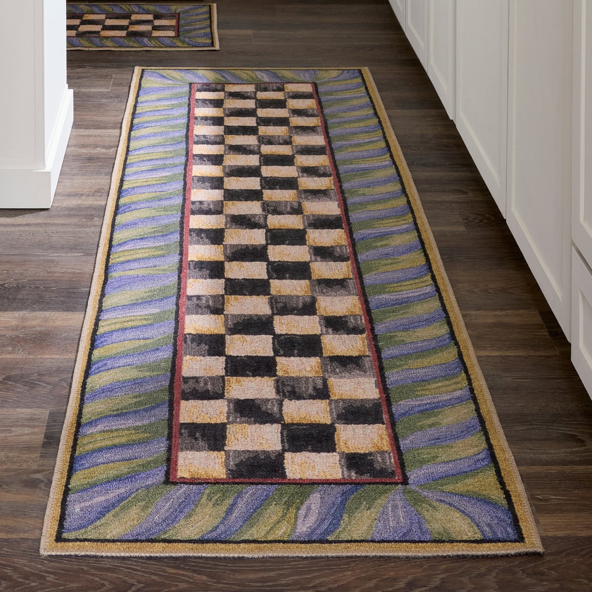 Courtly Check Purple & Green 2'6" x 8' Washable Runner - Image 2