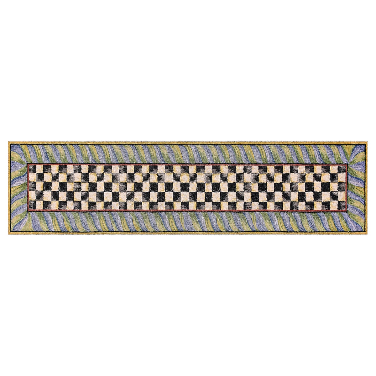 Courtly Check Purple & Green 2'6" x 10' Washable Runner