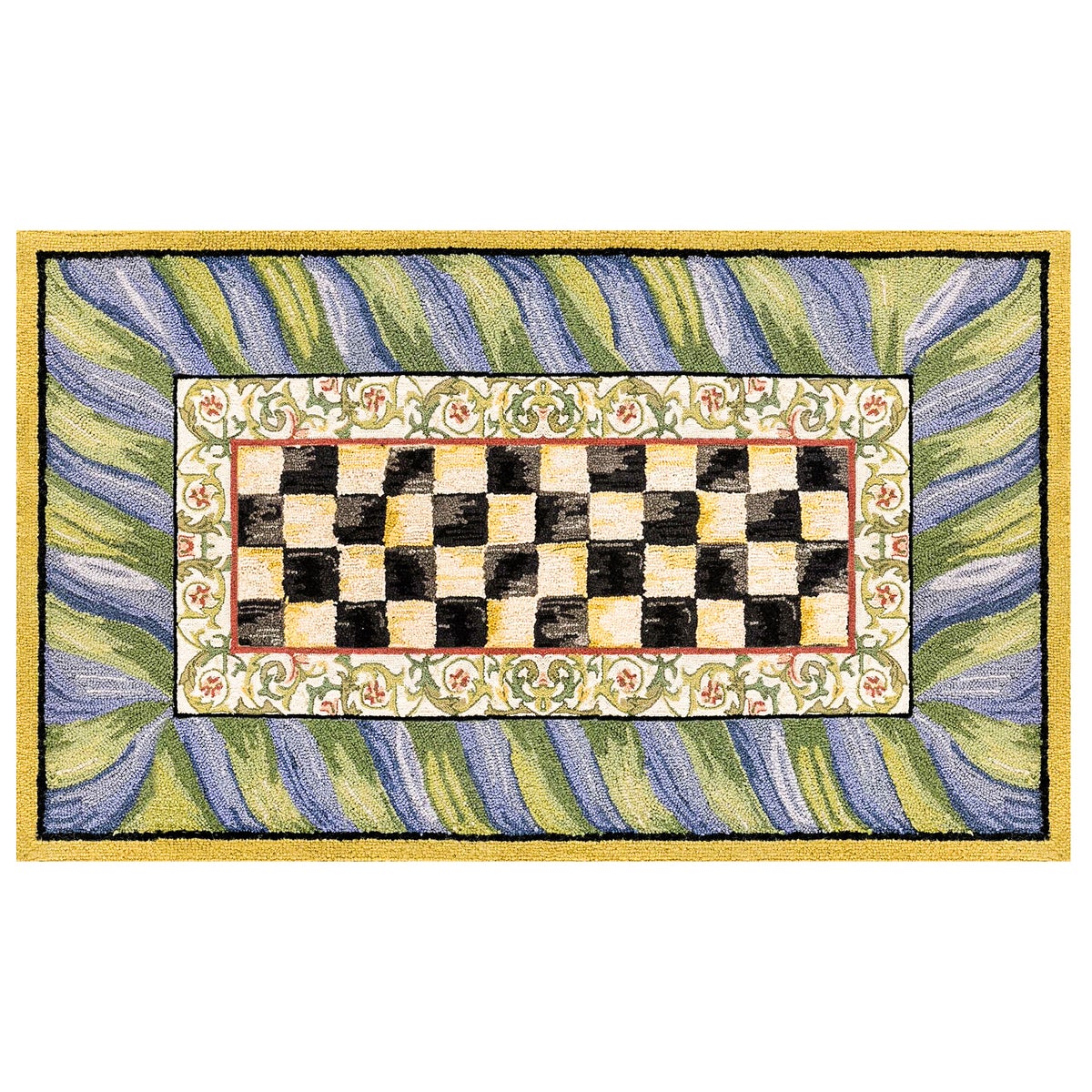 Courtly Check Purple & Green 3' x 5' Washable Rug