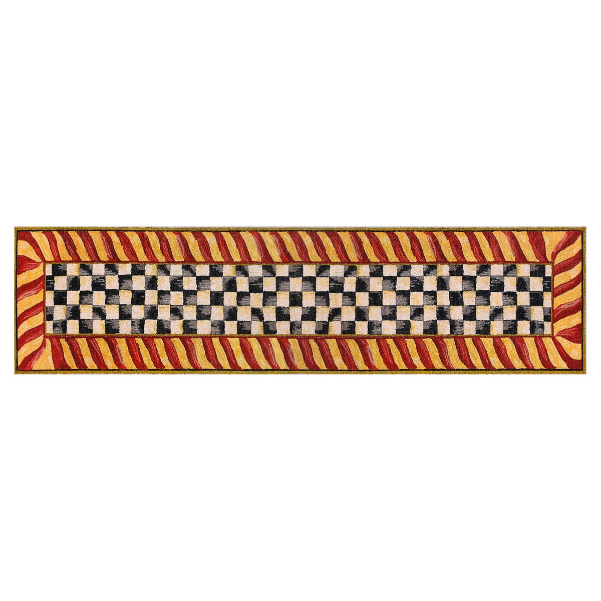 Courtly Check Red & Gold 2'6" x 10' Washable Runner