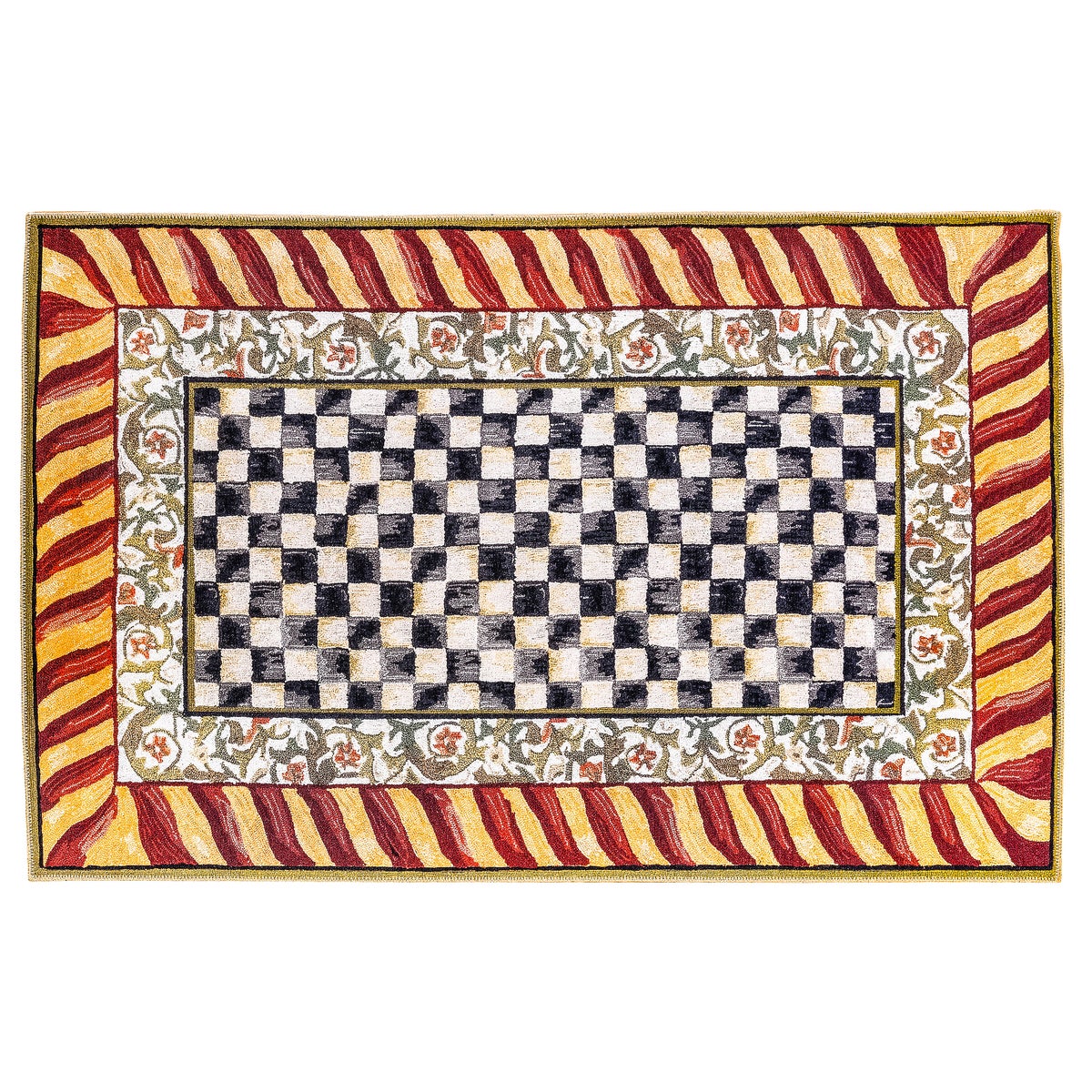 Courtly Check Red & Gold 5' x 7'6" Washable Rug