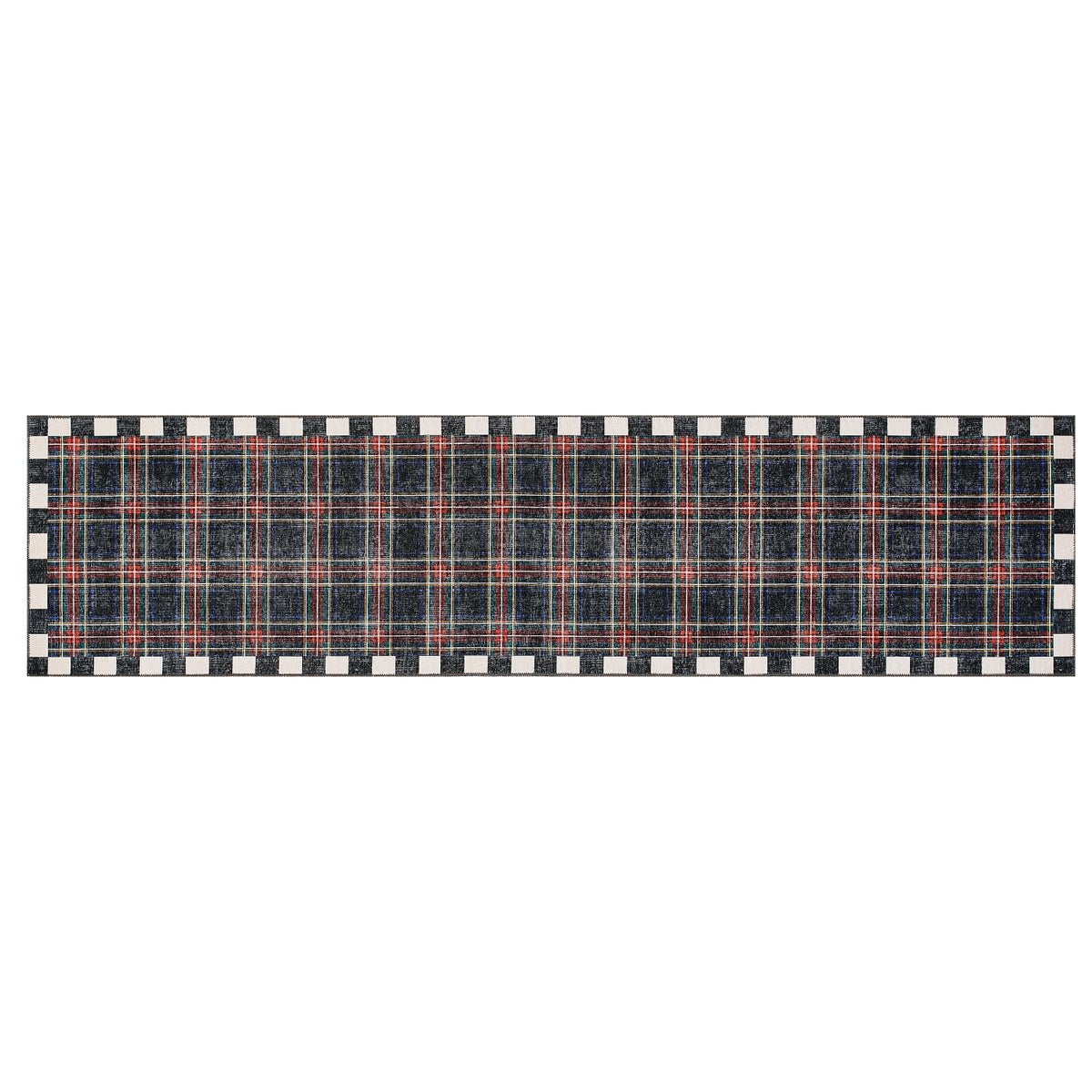 Stewart Tartan Black 2'6" x 10' Washable Runner