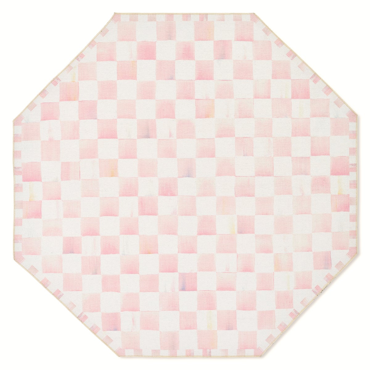Rosy Checkered 6' Octagon Washable Rug