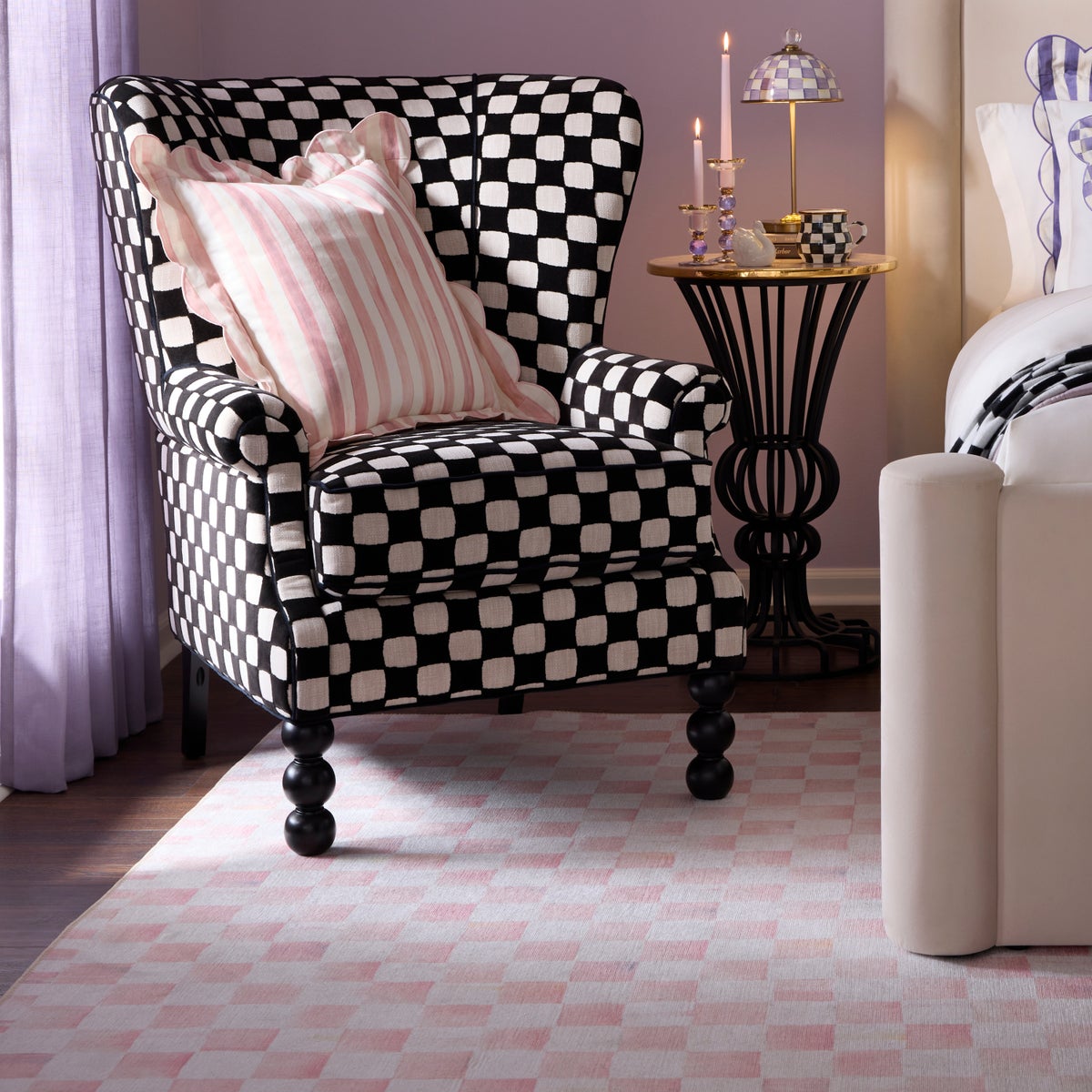 Rosy Checkered 8' x 10' Washable Rug - Image 2