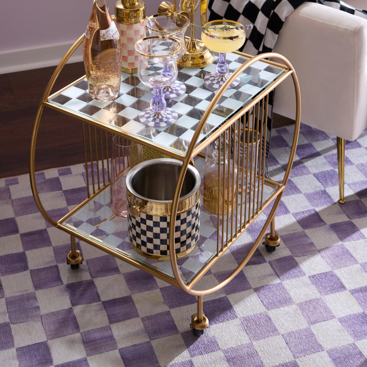 Violet Checkered 8' x 10' Washable Rug - Image 3