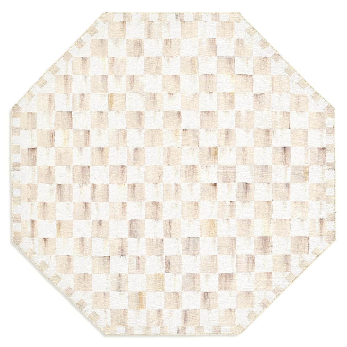 Mocha Checkered 6' Octagon Washable Rug