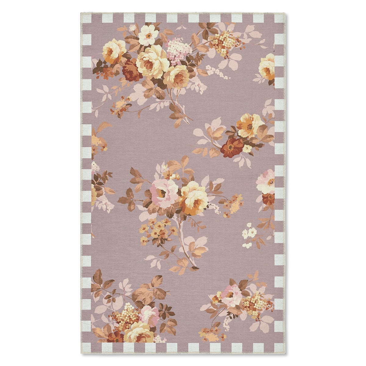 Taupe Wild Rose 3' x 5' Washable Rug
