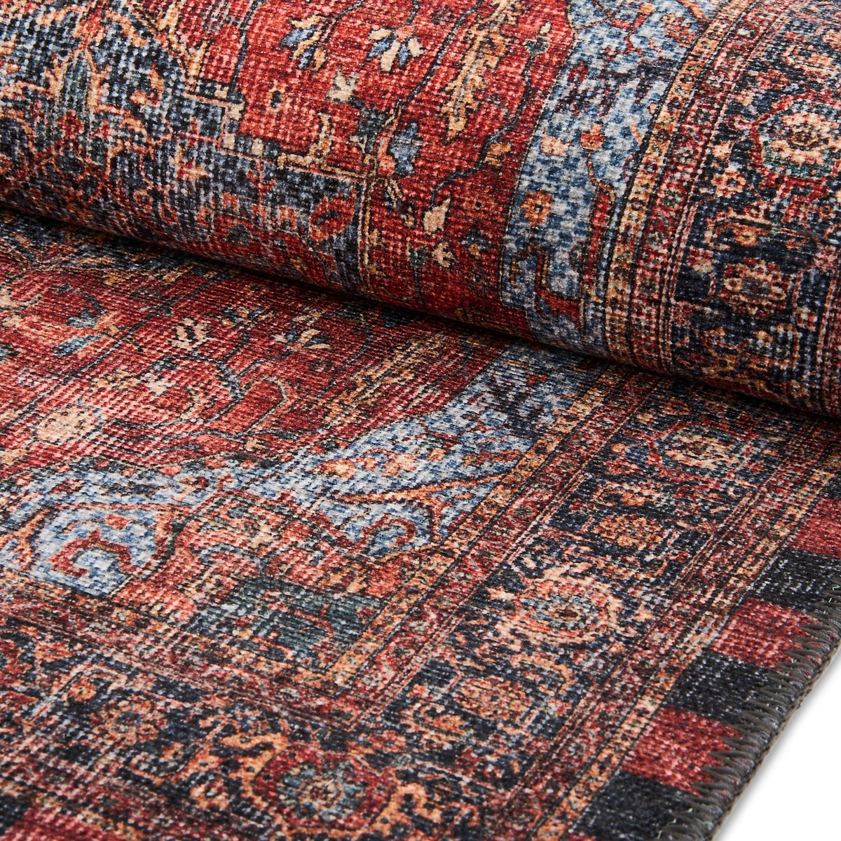 Heriz Checked Red 6' Octagon Washable Rug - Image 3