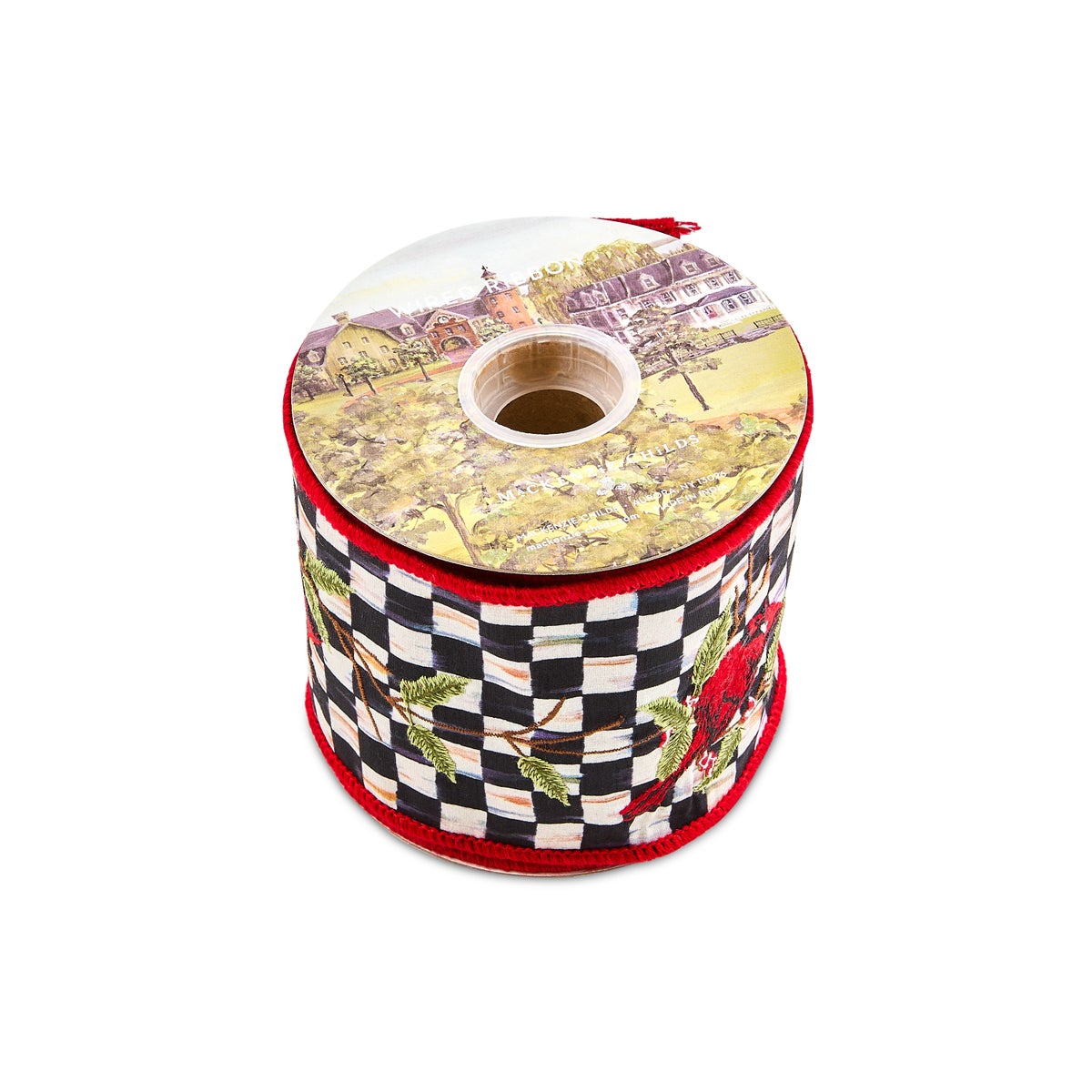 Courtly Check Cardinal 4" Ribbon - Image 3