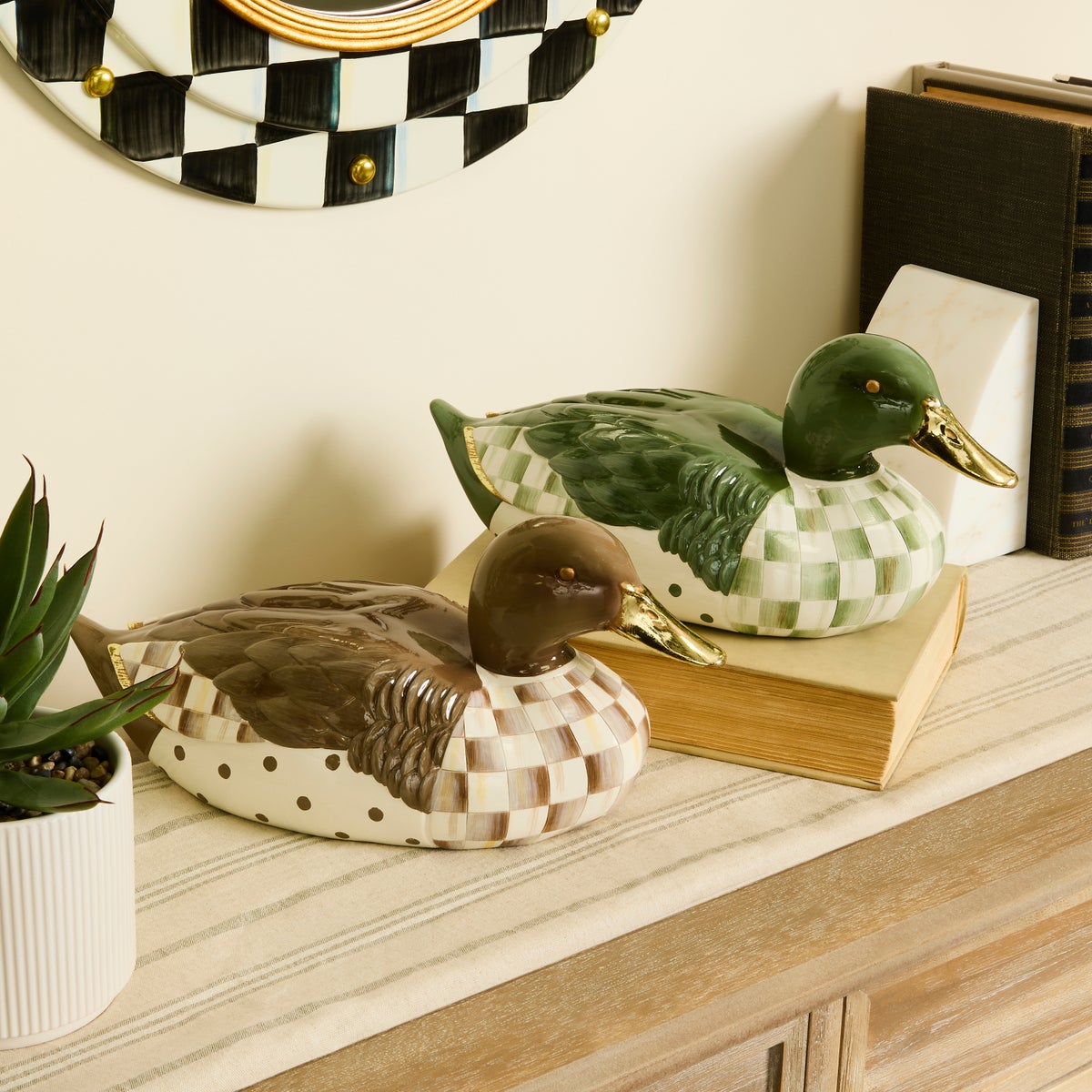 Sage Check Mallard Duck Figurine - Image 2