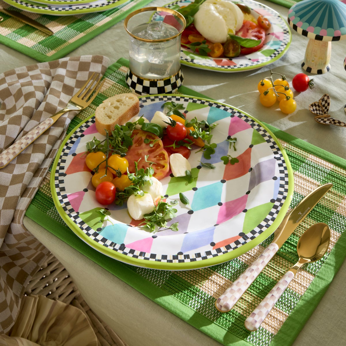 Mocha Check Bistro Flatware 5 Piece Place Setting - Image 2