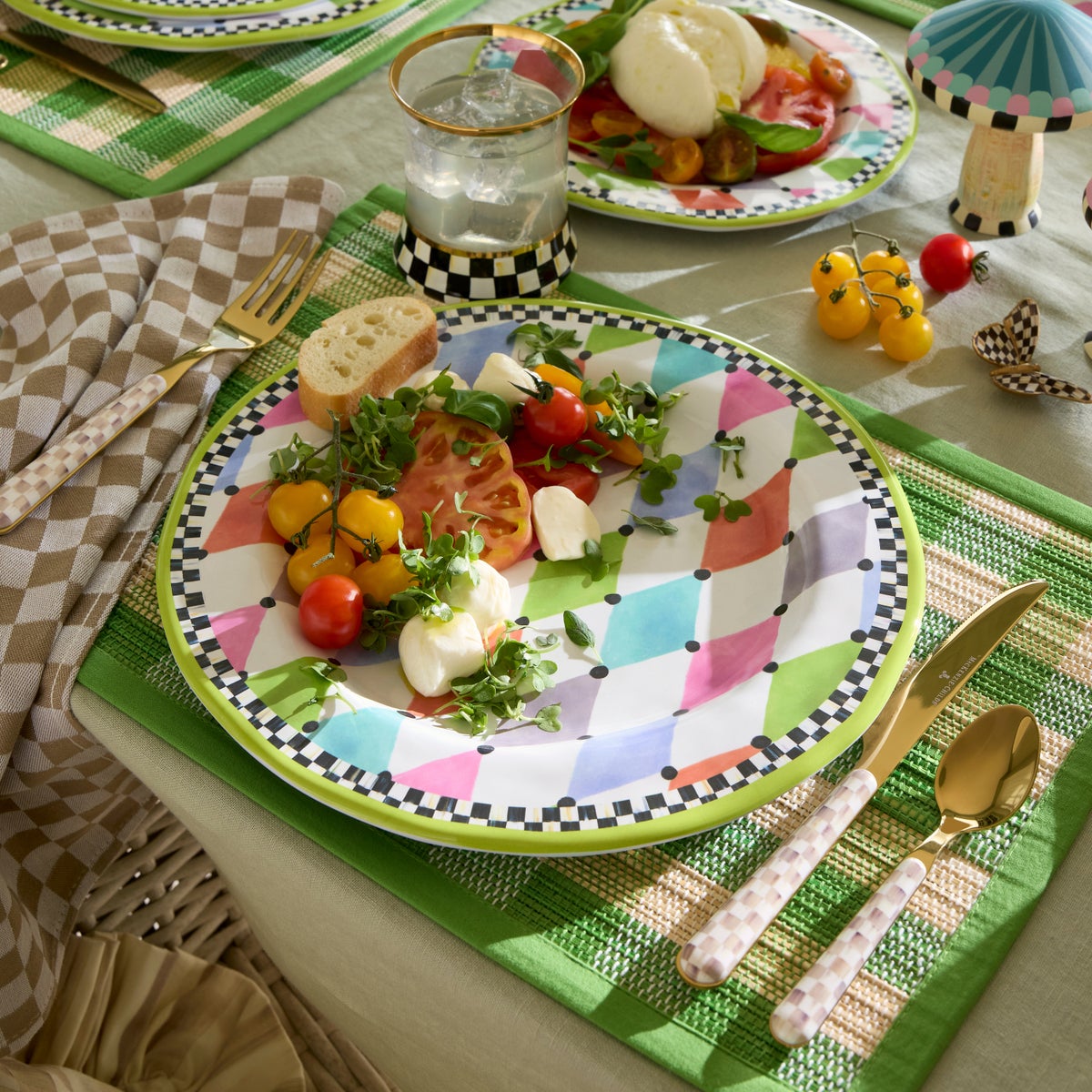Mocha Check Bistro Flatware 5 Piece Place Setting - Image 4