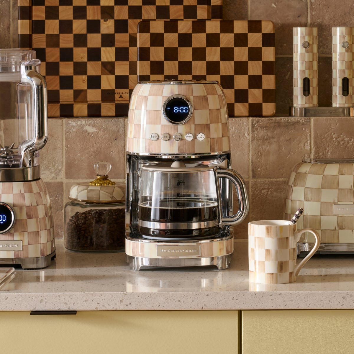 Mocha Check Drip Coffee Maker - Image 3