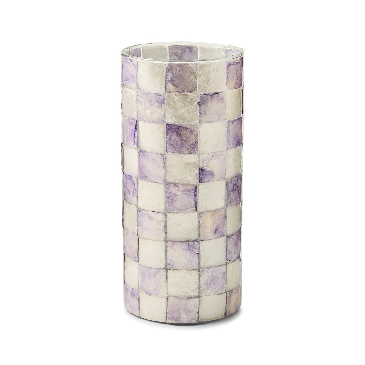 Violet Check Capiz Small Vase