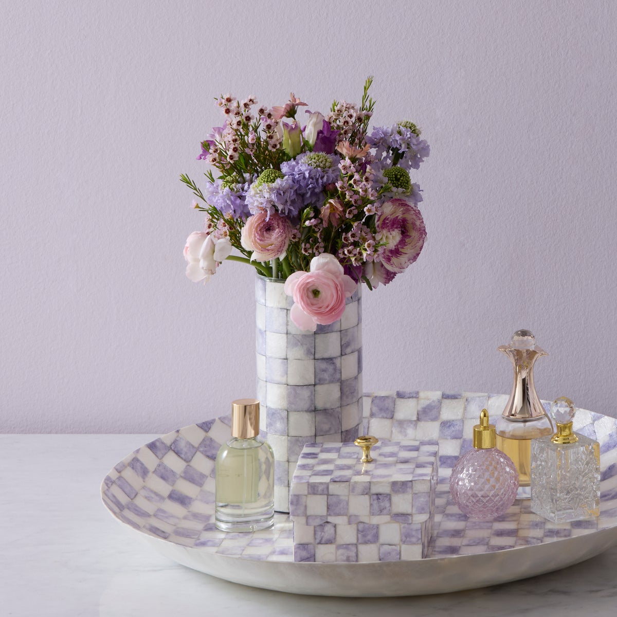 Violet Check Capiz Small Vase - Image 2