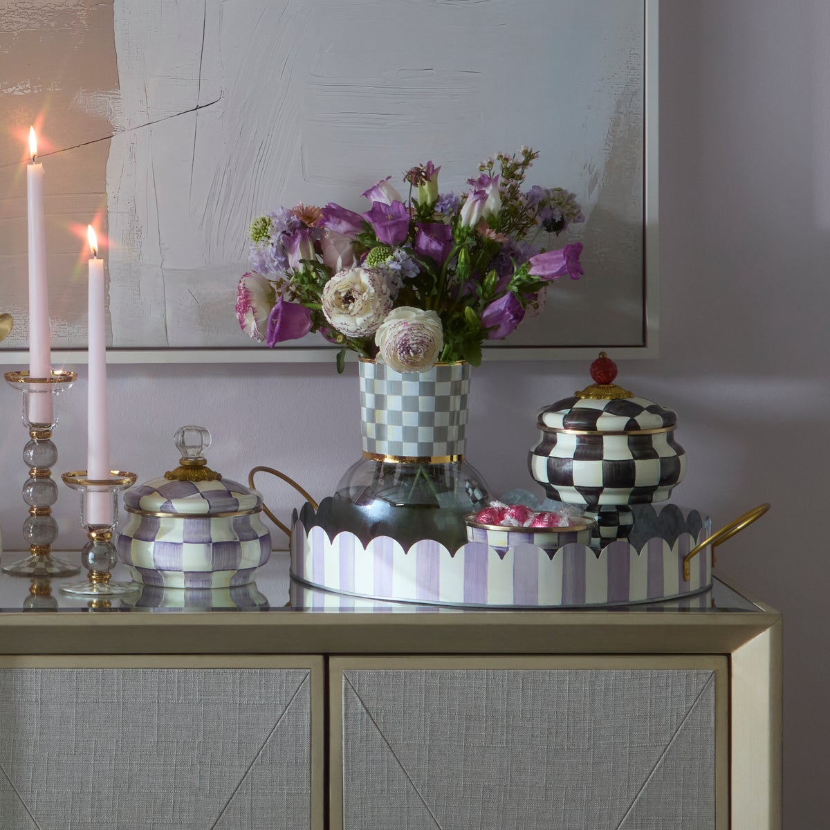 Sterling Check Glass Vase - Image 2