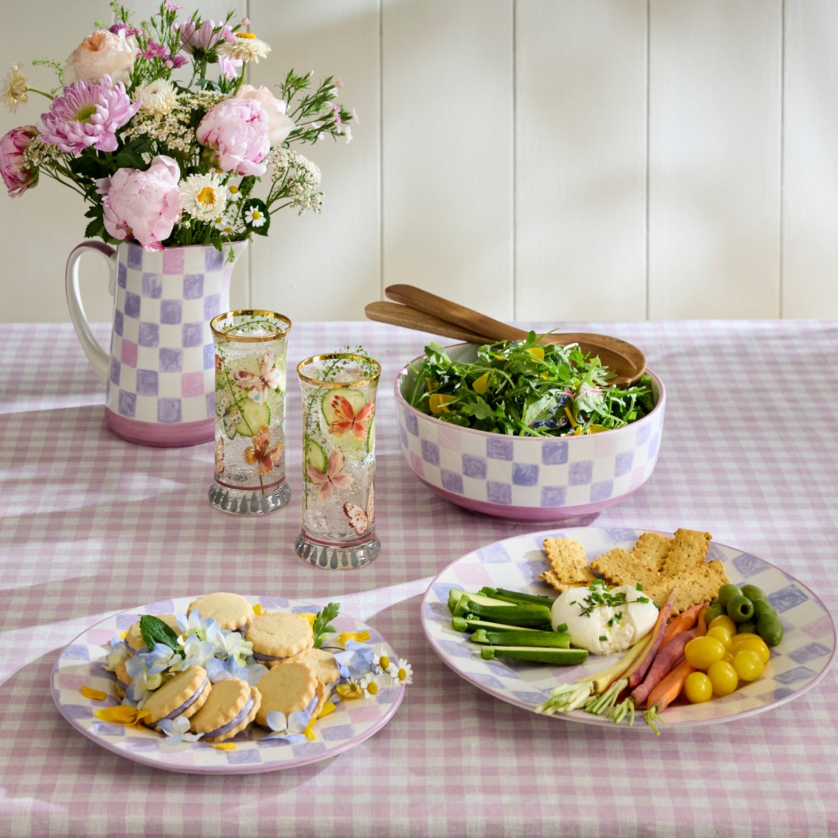 Lilac Check Round Platter - Image 5