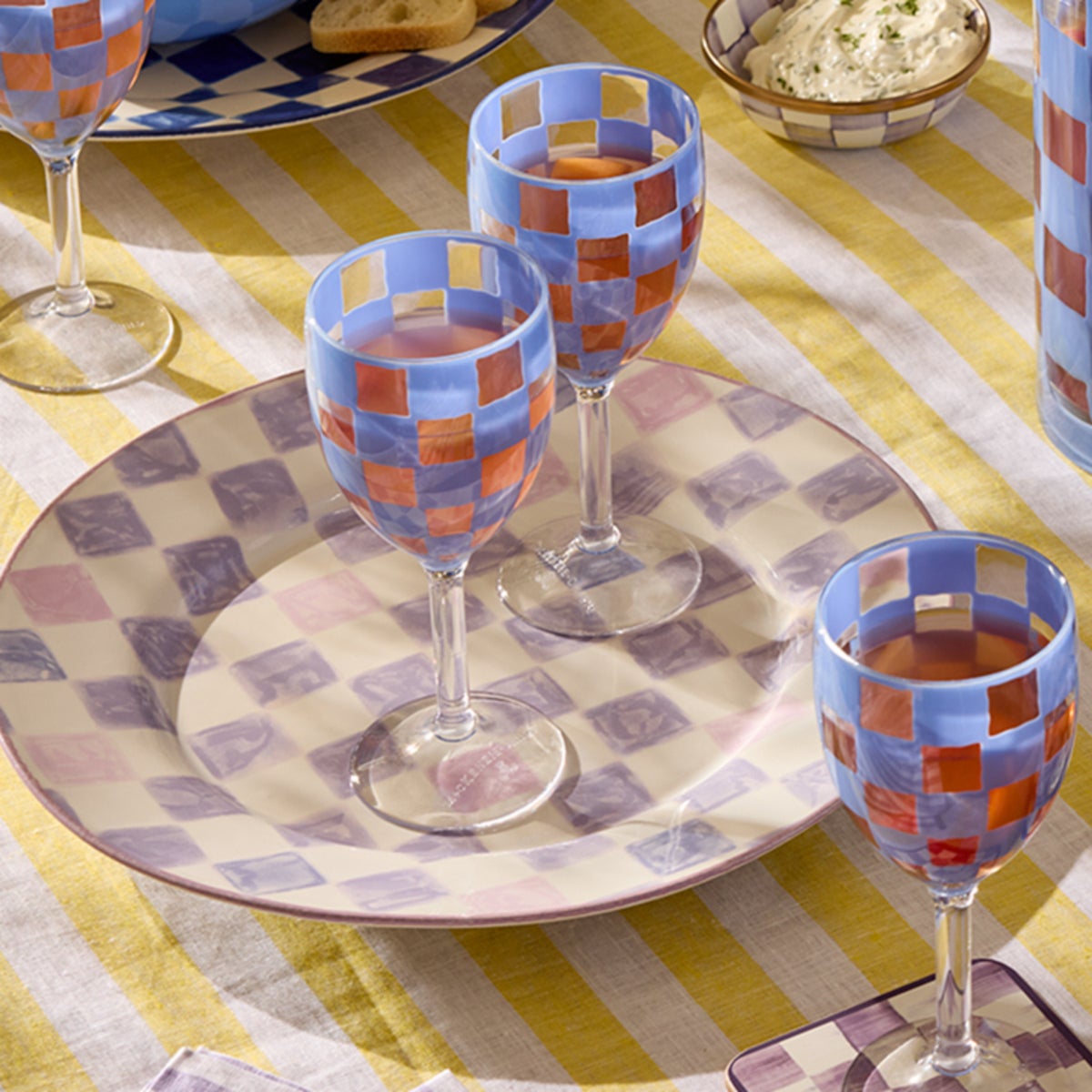 Lilac Check Round Platter - Image 6
