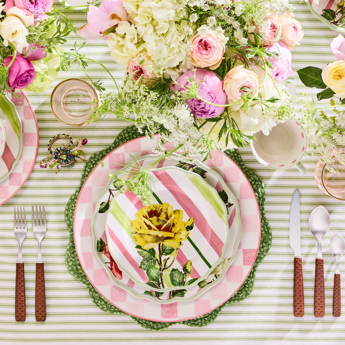 Pink Check Round Platter - Image 2