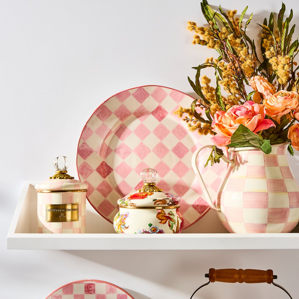 Pink Check Round Platter - Image 3