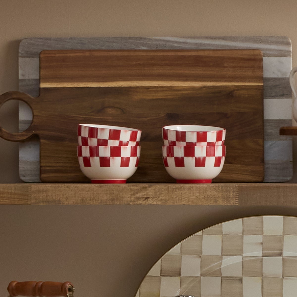 Cherry Check Breakfast Bowls, Set of 4 - Image 2