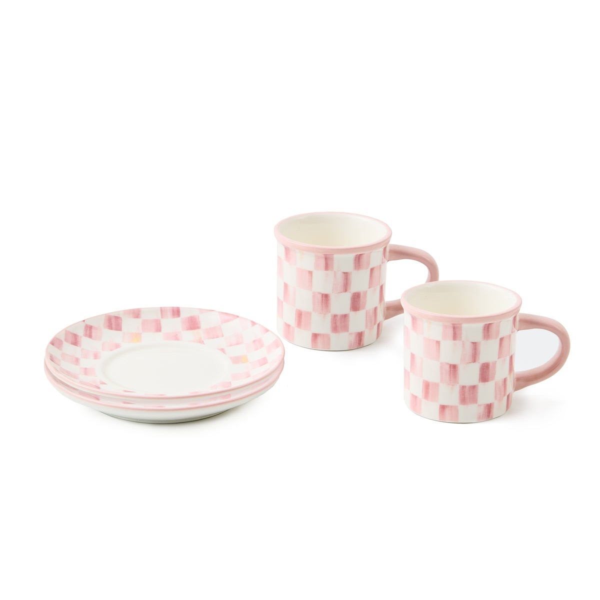 Rosy Check Espresso Cup & Saucer, Set of 2 - Image 2