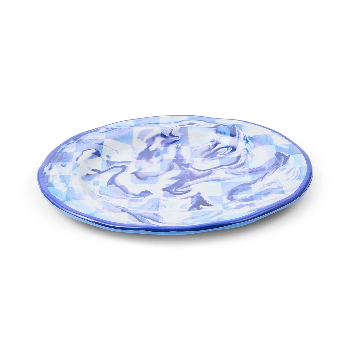 Blue Marble Check Melamine Salad Plates, Set of 4 - Image 3
