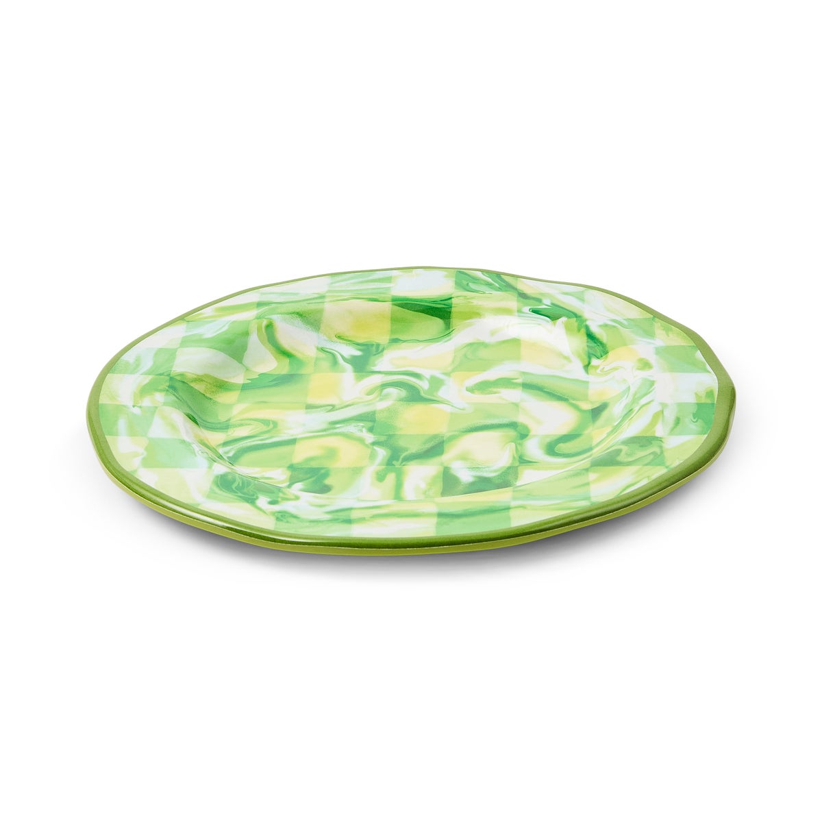 Green Marble Check Melamine Salad Plates, Set of 4 - Image 3
