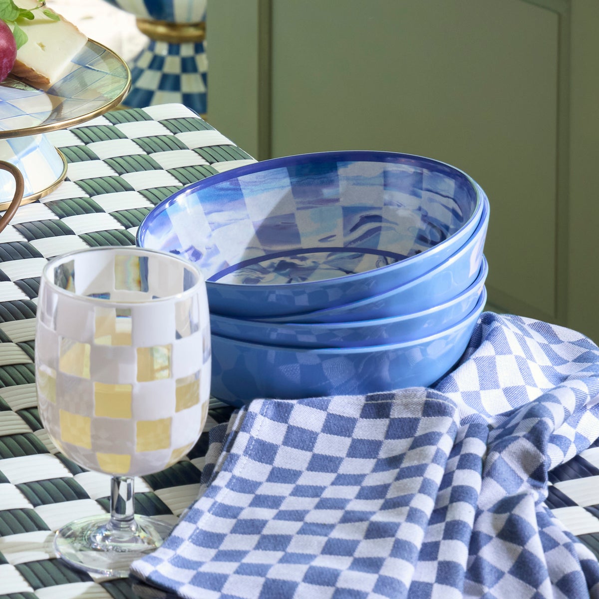 Blue Marble Check Melamine Small Bowls, Set of 4 - Image 8