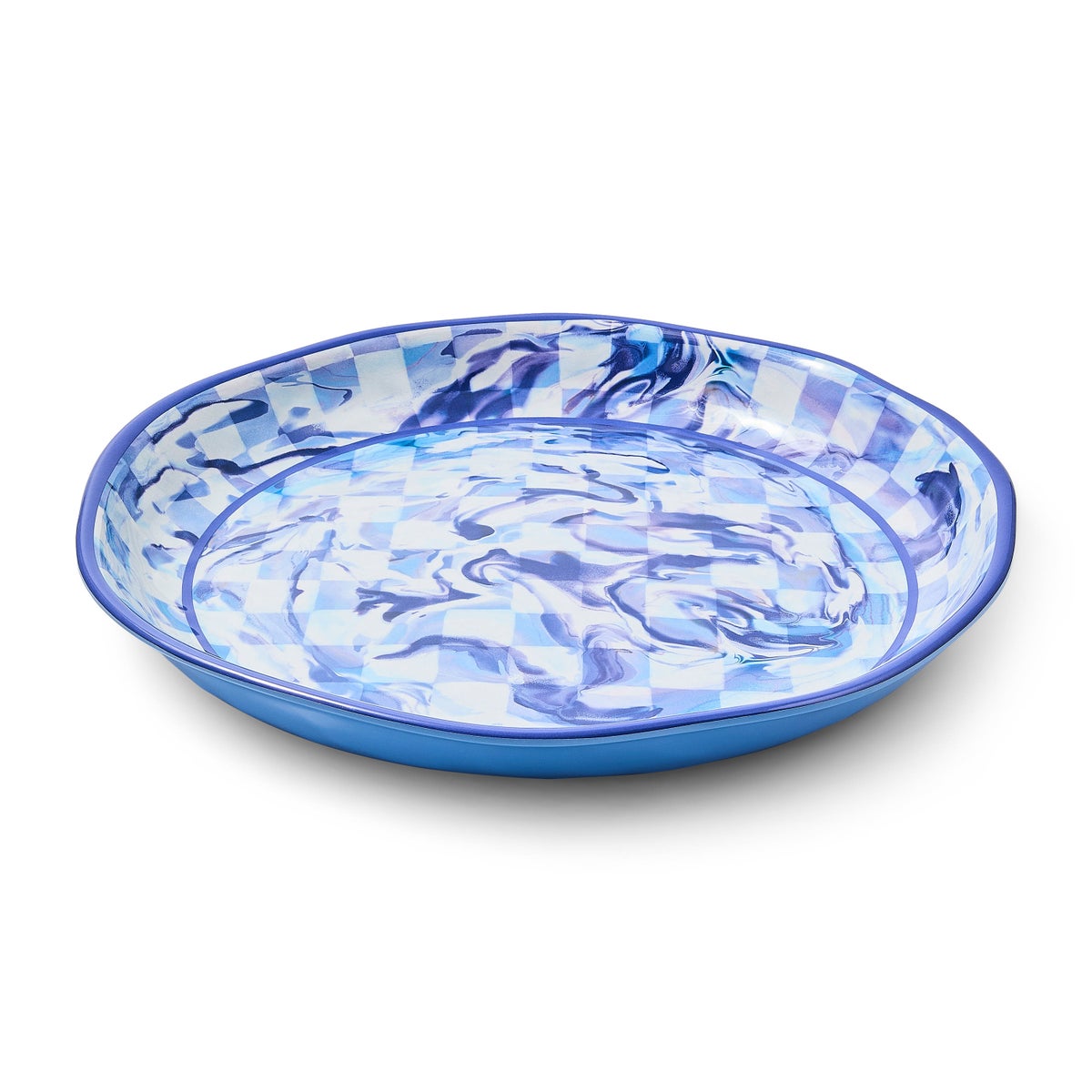 Blue Marble Check Melamine Large Platter - Image 4