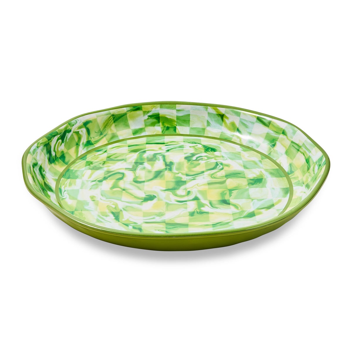 Green Marble Check Melamine Large Platter - Image 4