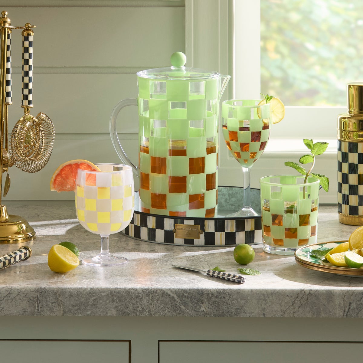 Green Check Acrylic Pitcher - Image 4