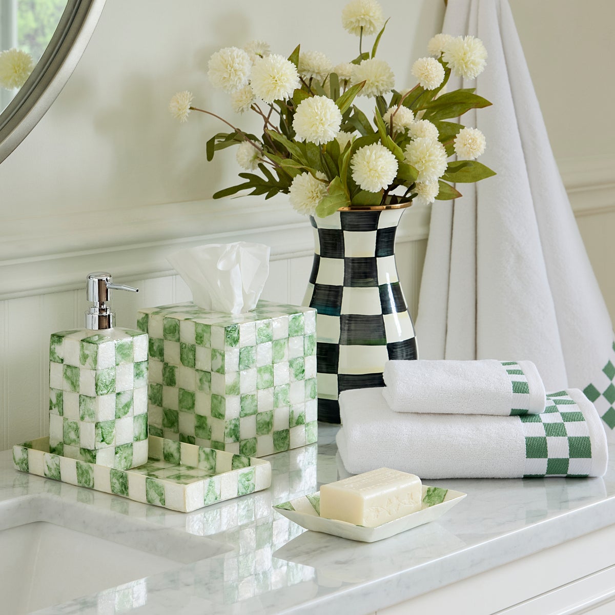 Sage Check Capiz Boutique Tissue Box Cover - Image 2