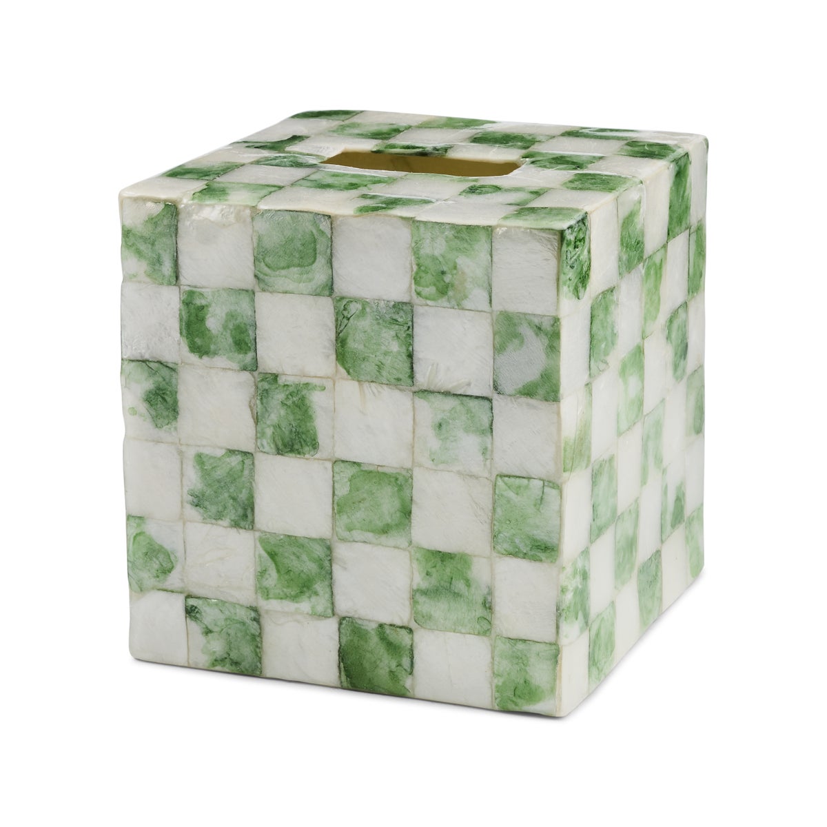 Sage Check Capiz Boutique Tissue Box Cover - Image 3