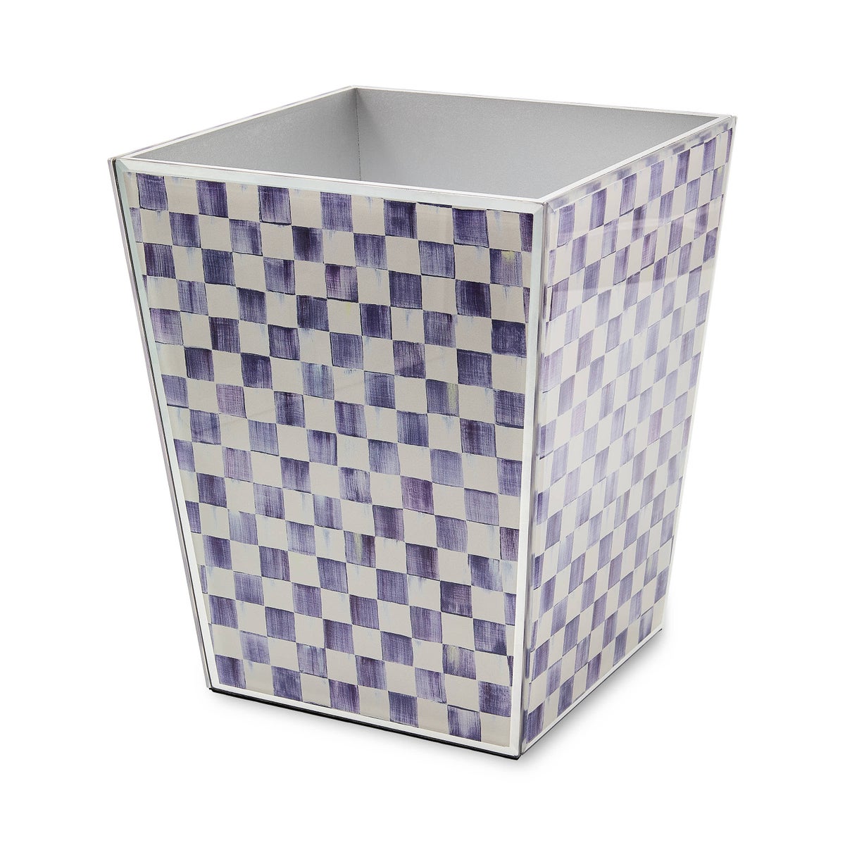 Violet Check Glass Waste Bin